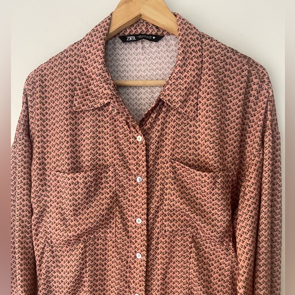 Zara Satin Effect Floral Print Button Front Maxi Shirt Dress Long Sleeve - Picture 2 of 13